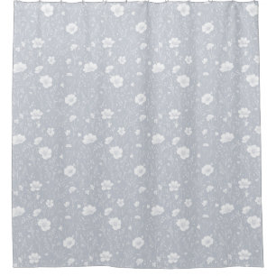 Muted Grey And White Wildflower Pattern