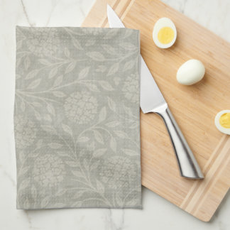 Muted Grey Farmhouse Floral Kitchen Towel