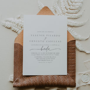 Muted Grey Simple Minimalist Spanish Wedding Invitation