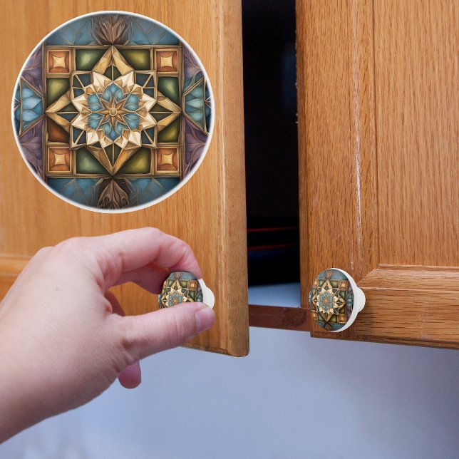 Muted Jewel Colours Pattern Ceramic Knob (Creator Uploaded)