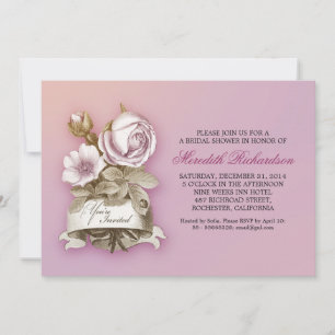 muted lavender colour elegant bridal shower invite