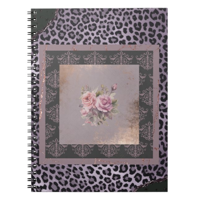 Muted lavender rose grunge style floral  notebook (Front)