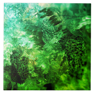 Muted Layers of Green Crystals Tile