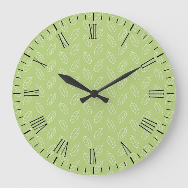 Muted Leaves Pattern Large Clock (Front)