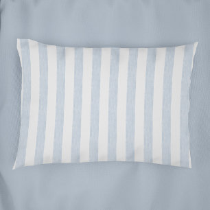Muted Light Blue White Coastal Stripe Scandinavian Pillowcase