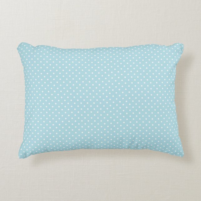 Muted Light Cyan Aqua Blue and Polka Dots Accent Pillow (Front)