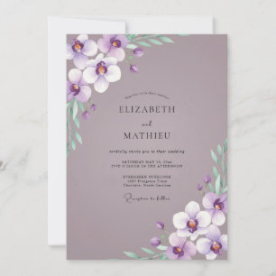 Muted Lilac Orchid Wedding Invitation