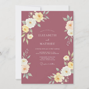 Muted Mauve Cream Ranunculus Eucalyptus Wedding Invitation