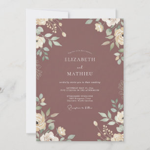Muted Mauve Leafy Wedding Invitation