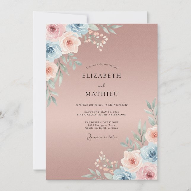Muted Mauve Painted Wedding Invitation (Front)