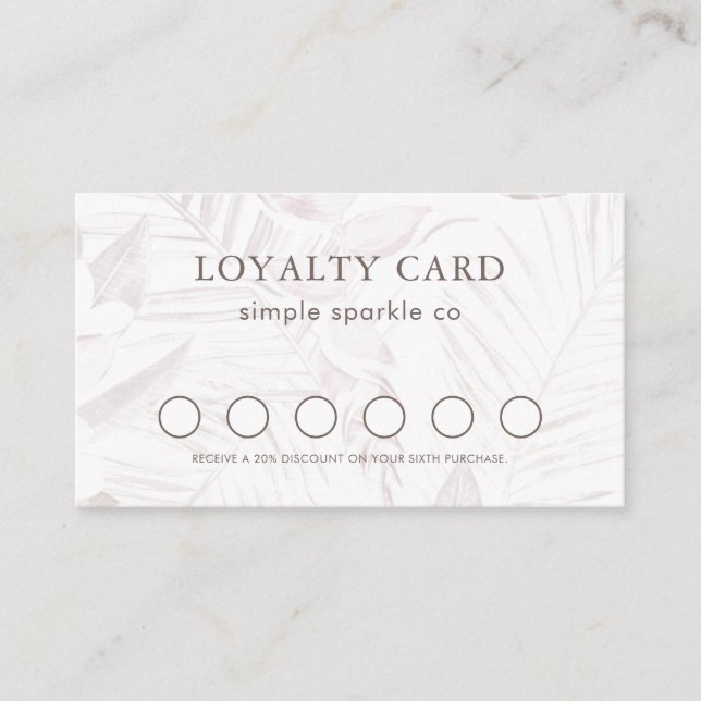 Muted Mauve Palm Print Loyalty Card (Front)