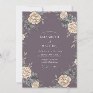 Muted Mauve Rose Wedding Invitation