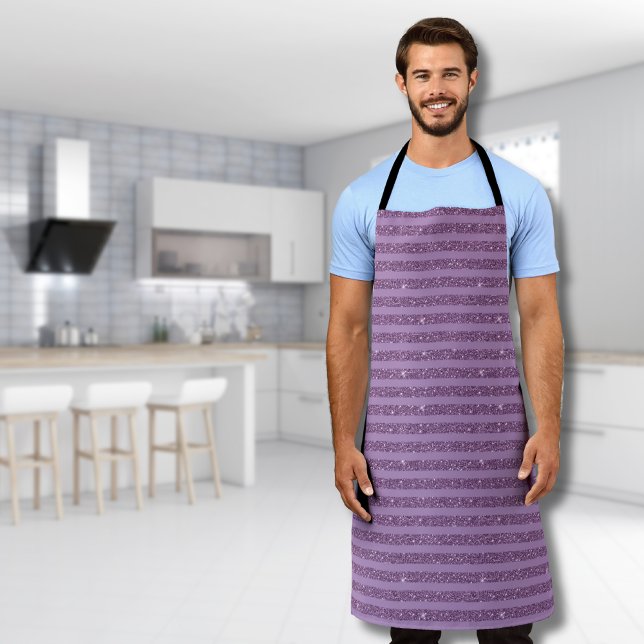 Muted Mulberry Glitter Style Horizontal Stripes Apron (Creator Uploaded)