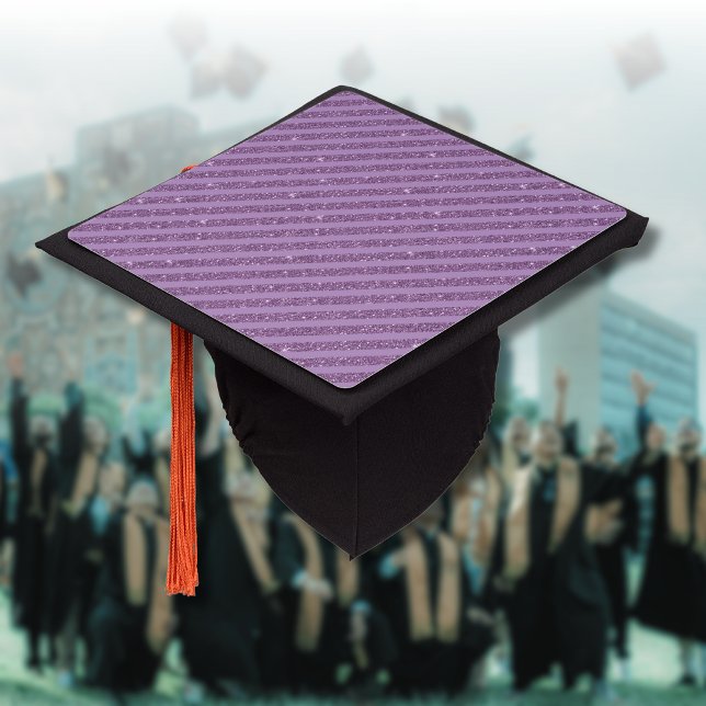 Muted Mulberry Glitter Style Horizontal Stripes Graduation Cap Topper (Creator Uploaded)