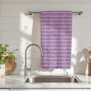 Muted Mulberry Glitter Style Horizontal Stripes Kitchen Towel