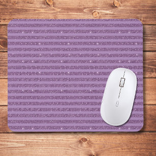Muted Mulberry Glitter Style Horizontal Stripes Mouse Pad