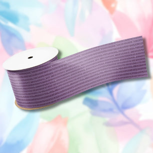Muted Mulberry Glitter Style Horizontal Stripes Satin Ribbon