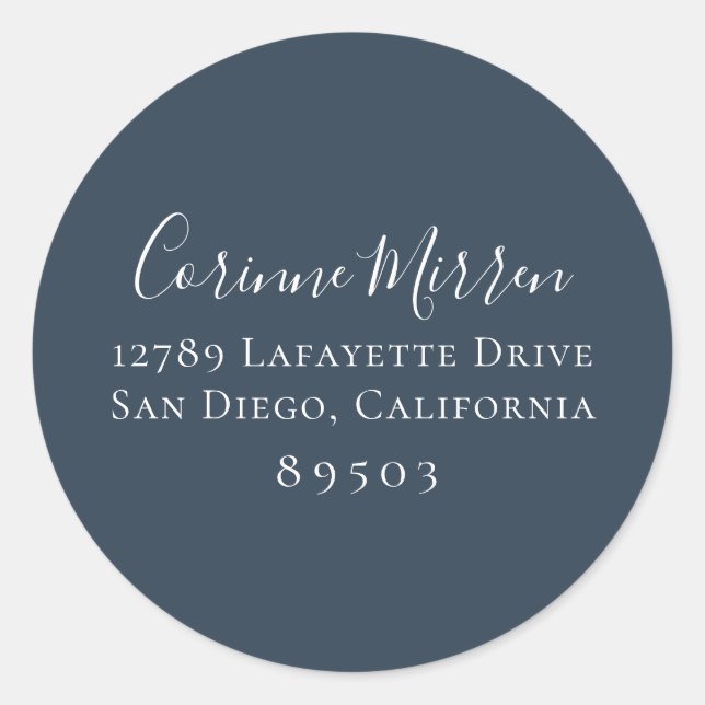 Muted Navy Blue Return Address Sticker (Front)