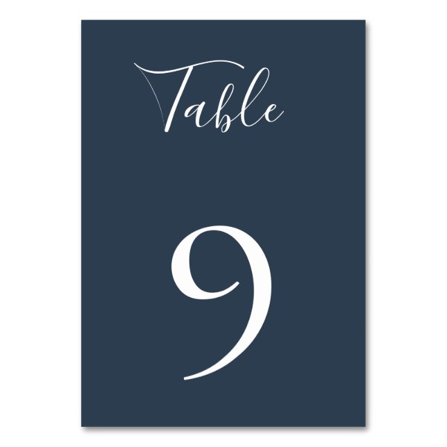 Muted Navy Blue Table Number Card (Front)