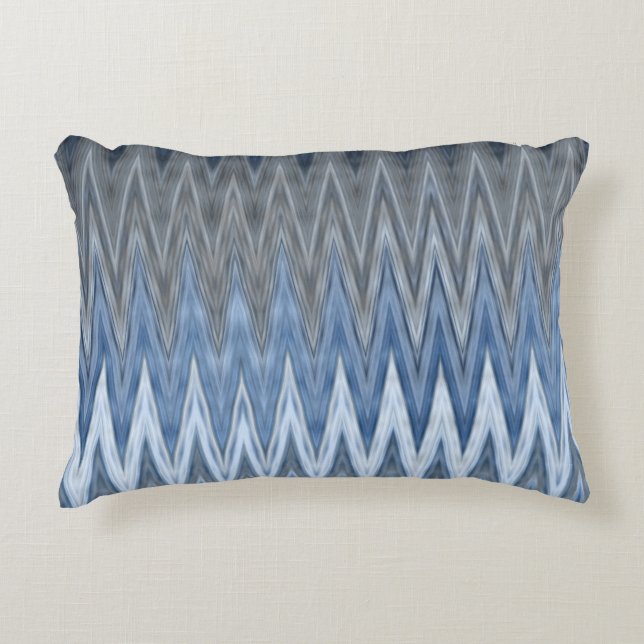 Muted Navy Blue Trendy Wavy Pattern Accent Pillow (Front)