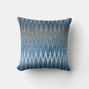 Muted Navy Blue Trendy Wavy Pattern Throw Pillow