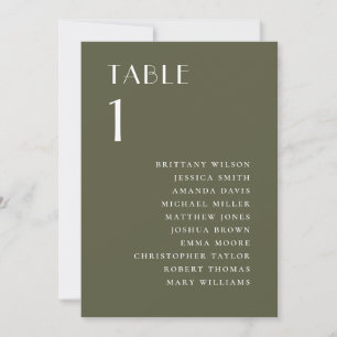 Muted Olive Green Outdoor Wedding Seating Chart Invitation