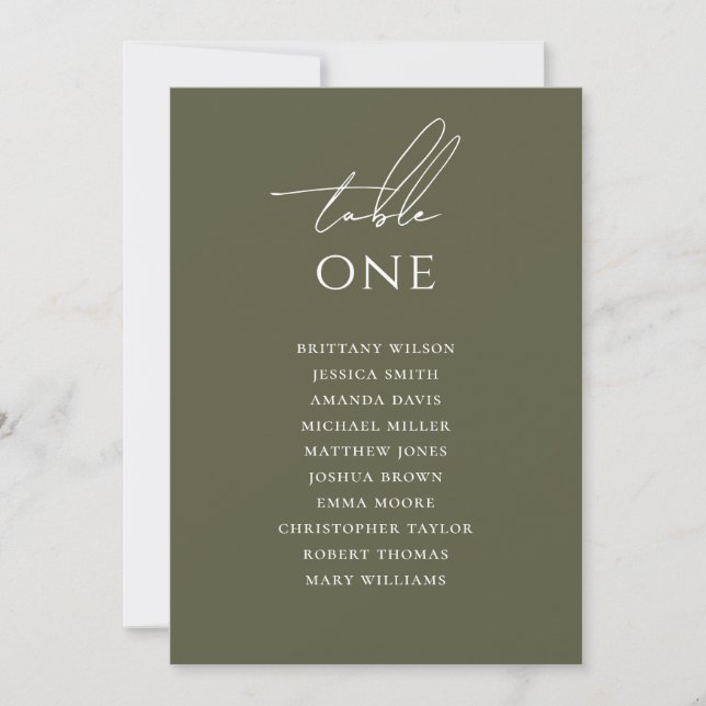 Muted Olive Green Wedding | Earthy Seating Chart Invitation (Front)