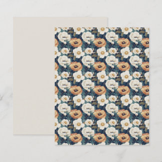 Muted Orange and Cream Poppy Floral Scrapbook Pape