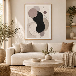 Muted Orbit Minimal Abstract Plaster Art Print