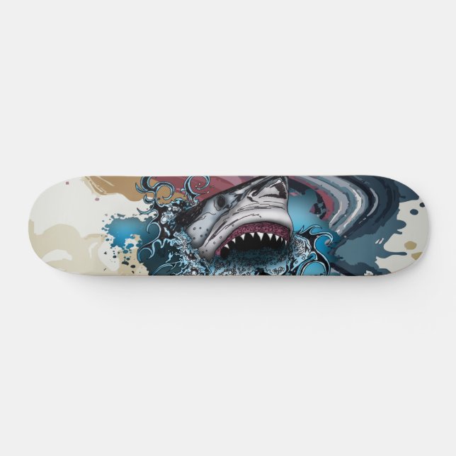 Muted Paint Splash Shark Abstract Art Skateboard (Horz)