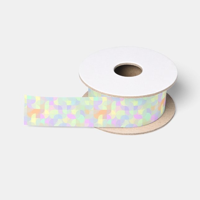 Muted Pastel Boho Mod Geometric Abstract Satin Ribbon (Spool)