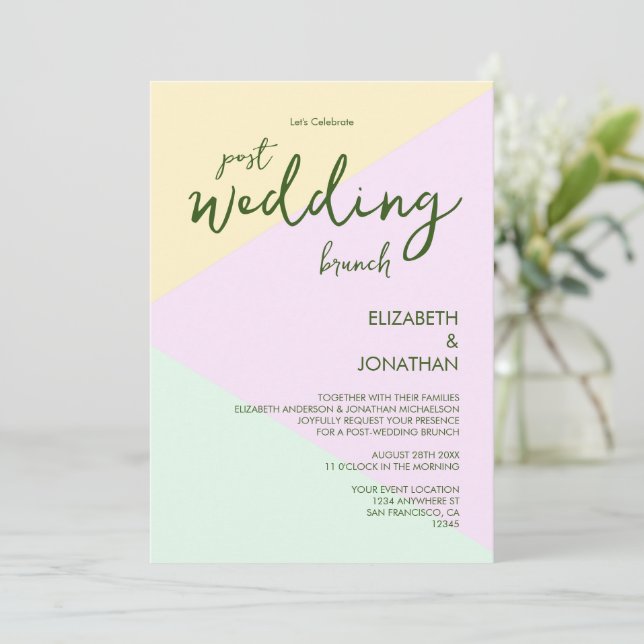 Muted Pastel Geometric Post-Wedding Brunch Invitation (Standing Front)