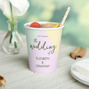 Muted Pastel Geometric Wedding Paper Cups