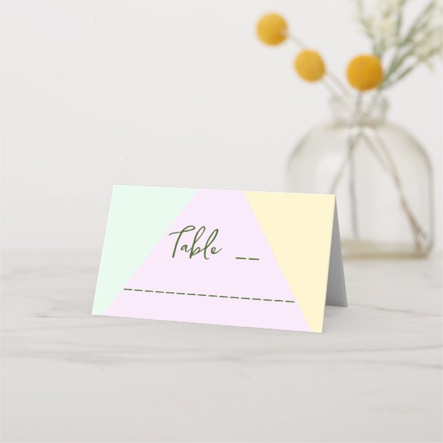 Muted Pastel Geometric Wedding Place Card (Front)