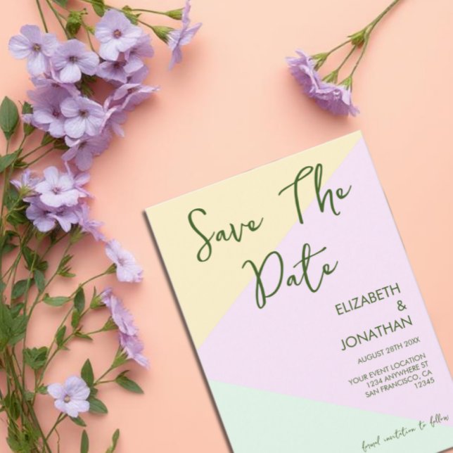 Muted Pastel Geometric Wedding Save The Date (Creator Uploaded)