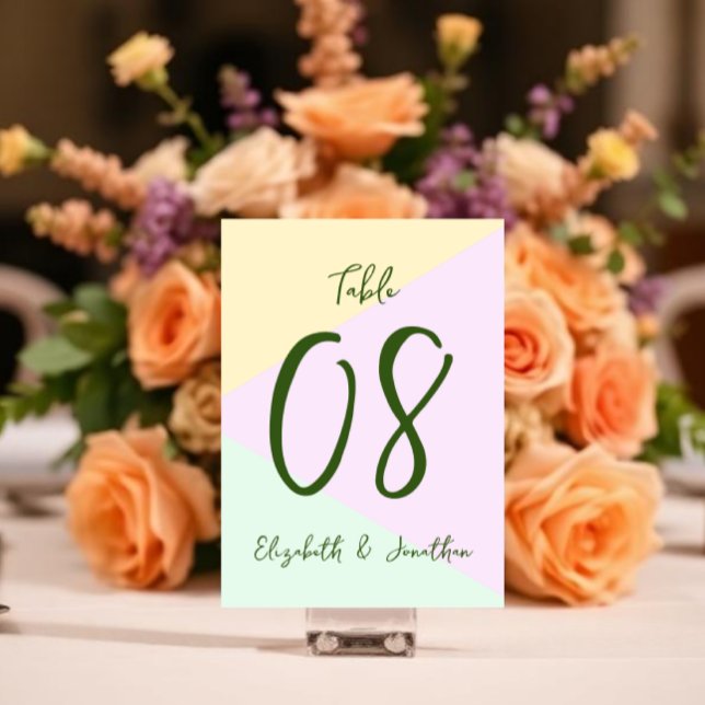 Muted Pastel Geometric Wedding Table Number (Creator Uploaded)