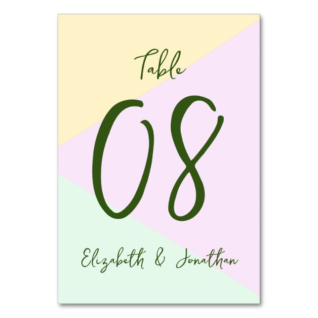 Muted Pastel Geometric Wedding Table Number (Front)