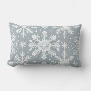 Muted Pastel Vintage Winter Snowflake Pattern Lumbar Pillow