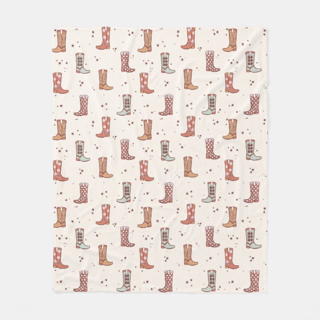 Muted Pastels Christmas Holiday Western Boots Cute Fleece Blanket (Front)