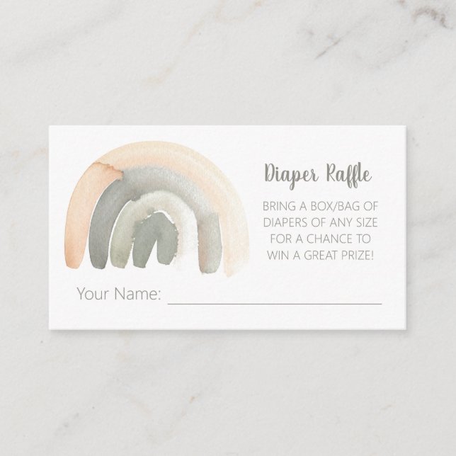 Muted Peach & Grey Watercolour Rainbow Baby Shower Enclosure Card (Front)