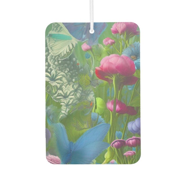 Muted pink, blue and White floral  Air Freshener (Front)