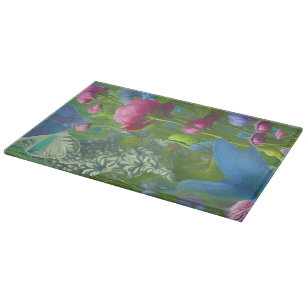 Muted pink, blue and White floral   Cutting Board