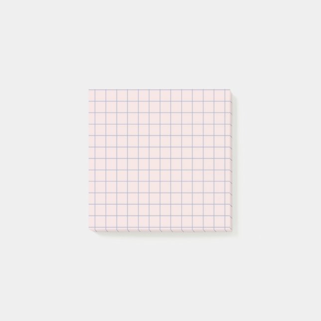Muted Pink Chequered Pattern Soft Grid Design  Post-it Notes (Front)