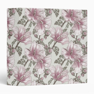 Muted Pink Hibiscus Flowers Pattern Binder