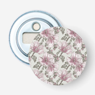 Muted Pink Hibiscus Flowers Pattern Bottle Opener