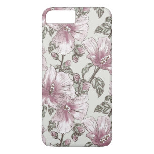 Muted Pink Hibiscus Flowers Pattern Case-Mate iPhone Case