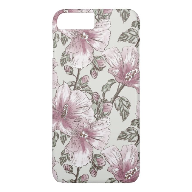 Muted Pink Hibiscus Flowers Pattern Case-Mate iPhone Case (Back)