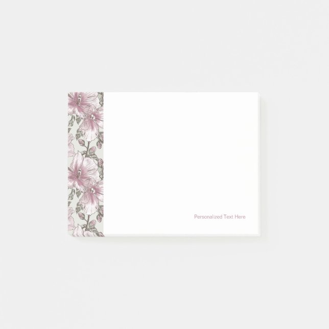 Muted Pink Hibiscus Flowers Pattern Post-it Notes (Front)