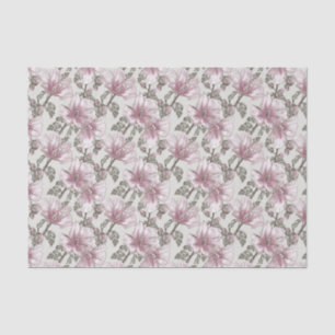 Muted Pink Hibiscus Flowers Pattern Tissue Paper