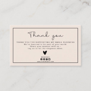 muted pink Modern, social media icons thank you  Business Card